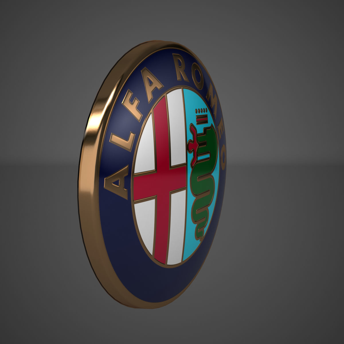 Alfa Romeo Badge 1982 and after Low-poly 3D model_9