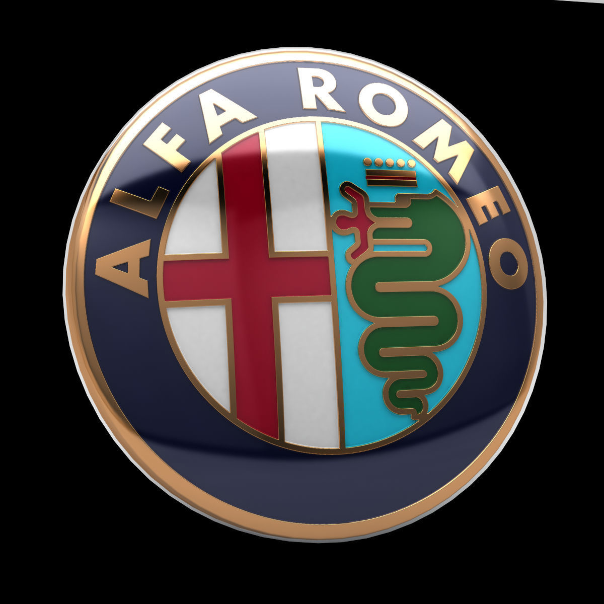 Alfa Romeo Badge 1982 and after Low-poly 3D model_1