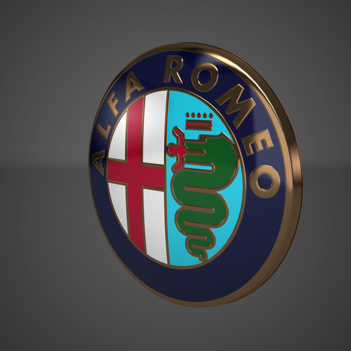 Alfa Romeo Badge 1982 and after Low-poly 3D model_7