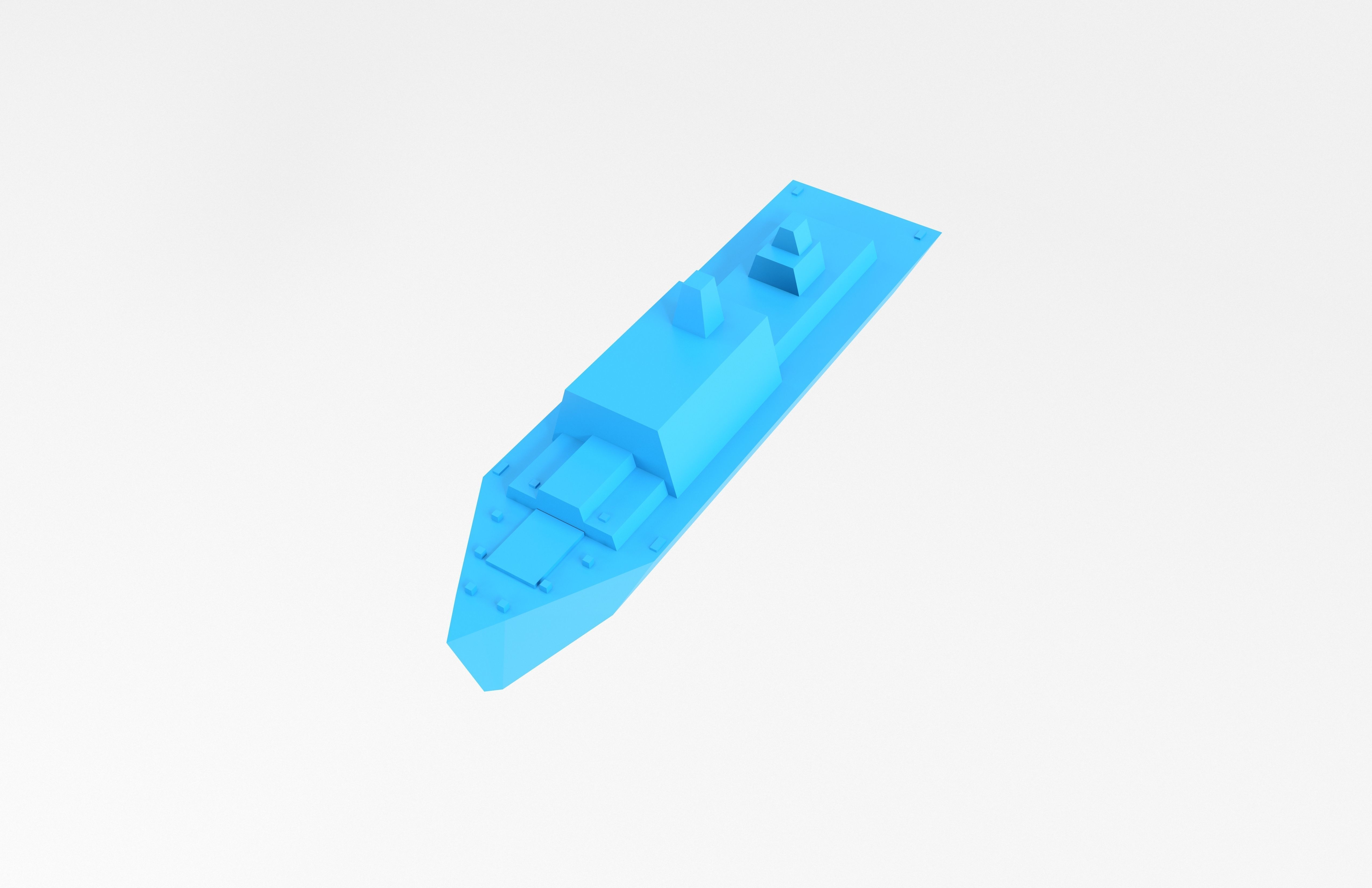 Cartoon Simple Warship v1 004 Low-poly 3D model_2