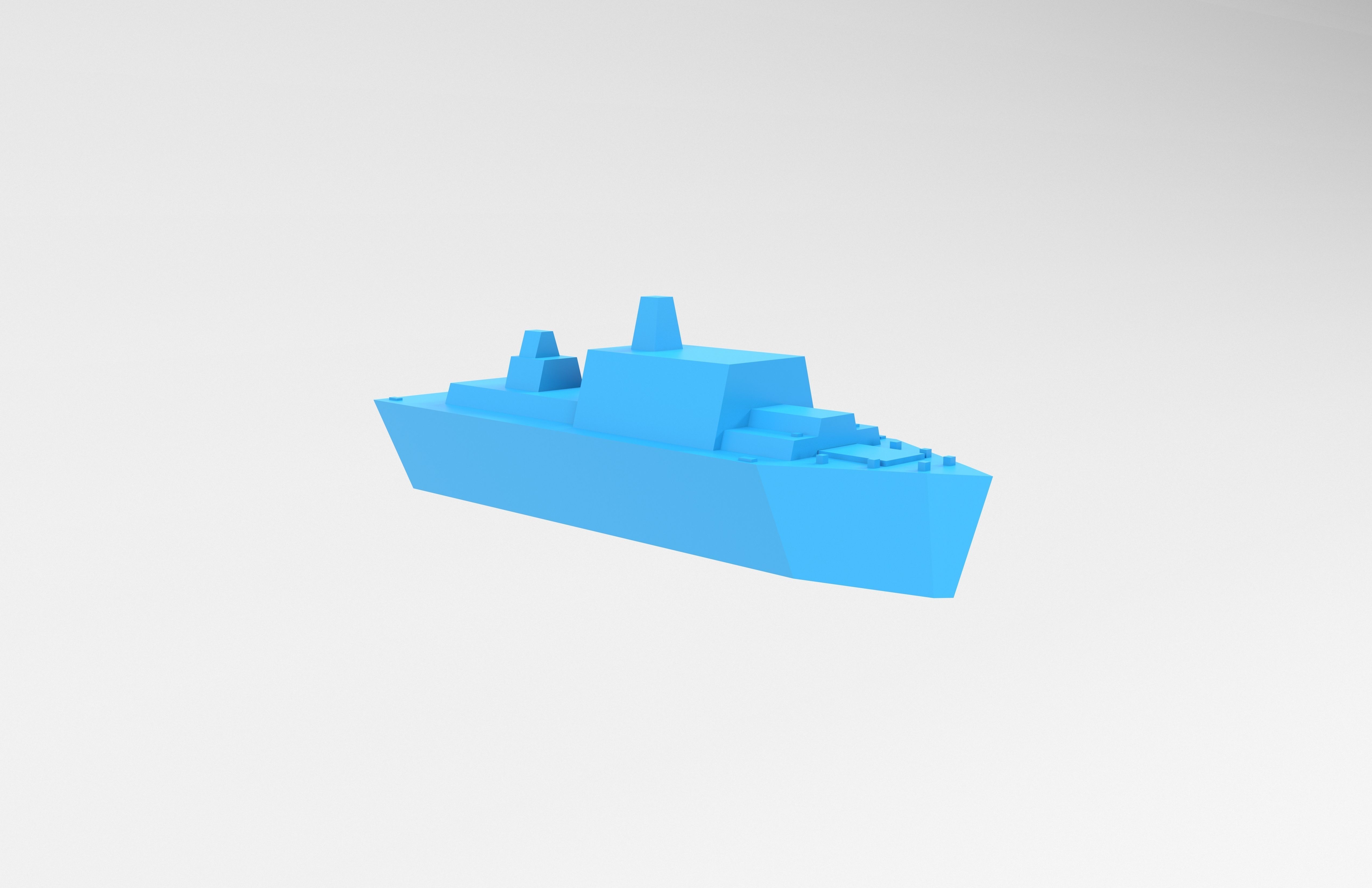Cartoon Simple Warship v1 004 Low-poly 3D model_3