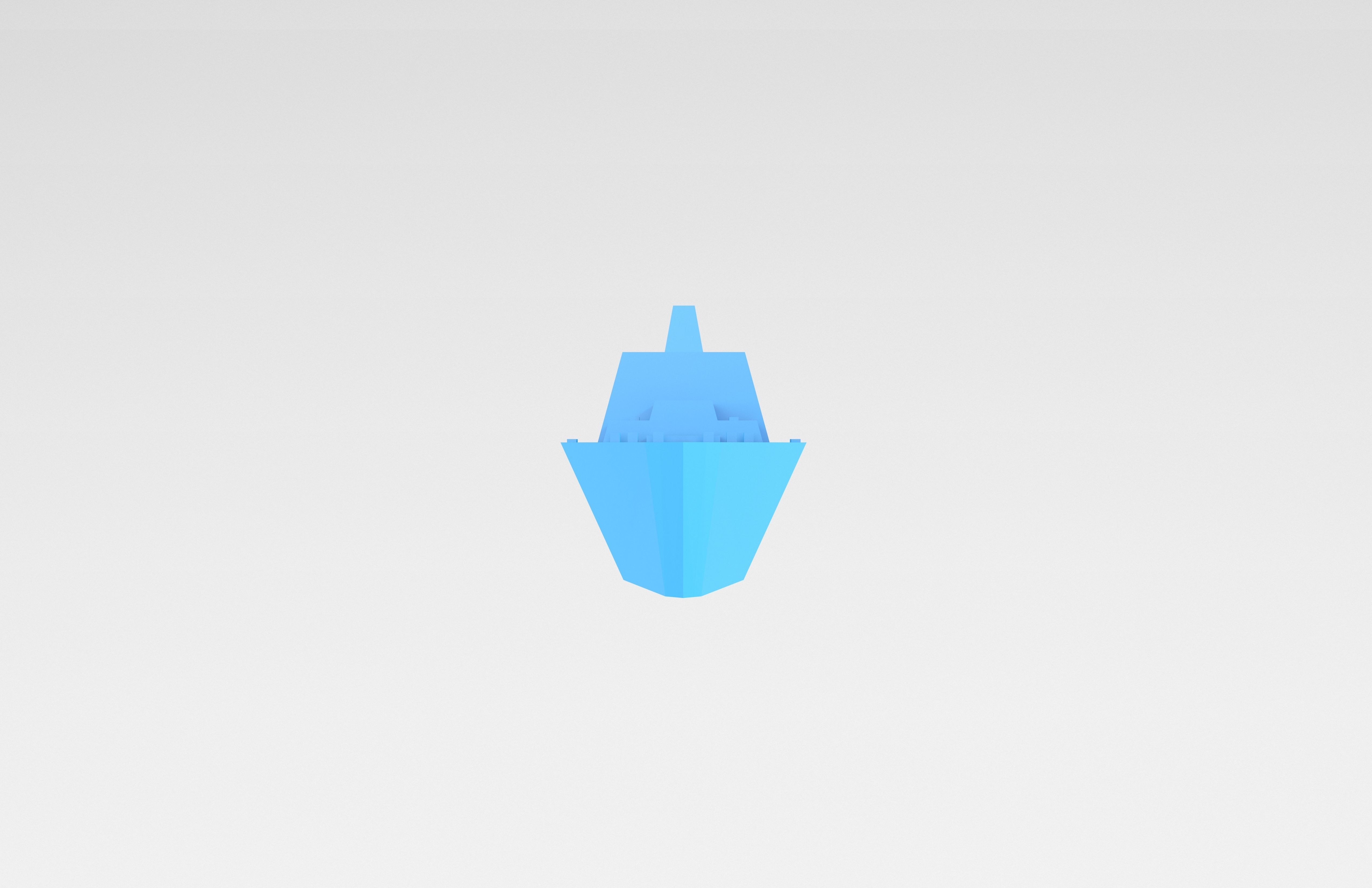Cartoon Simple Warship v1 004 Low-poly 3D model_1