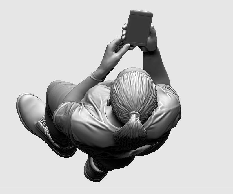 young girl looking on iphone in sportswear and timberland boots 3D print model_3
