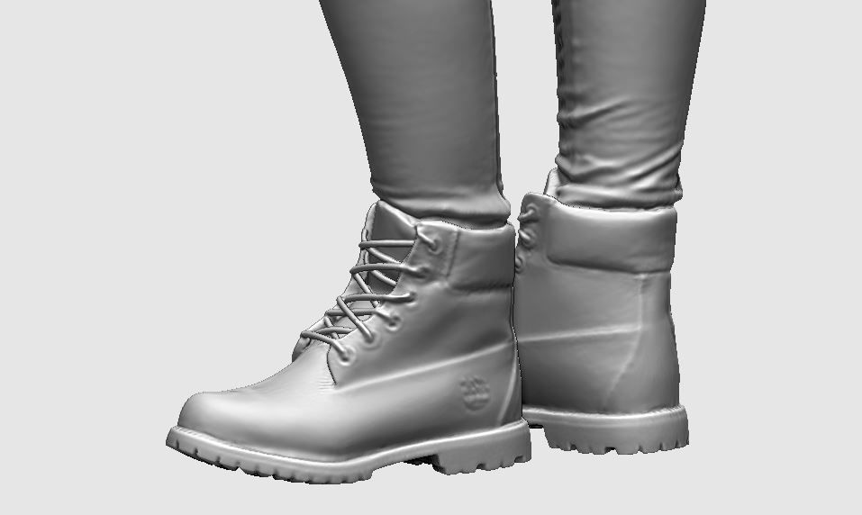 young girl looking on iphone in sportswear and timberland boots 3D print model_54