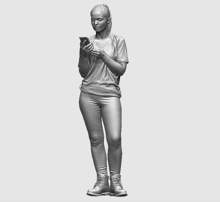 young girl looking on iphone in sportswear and timberland boots 3D print model_28