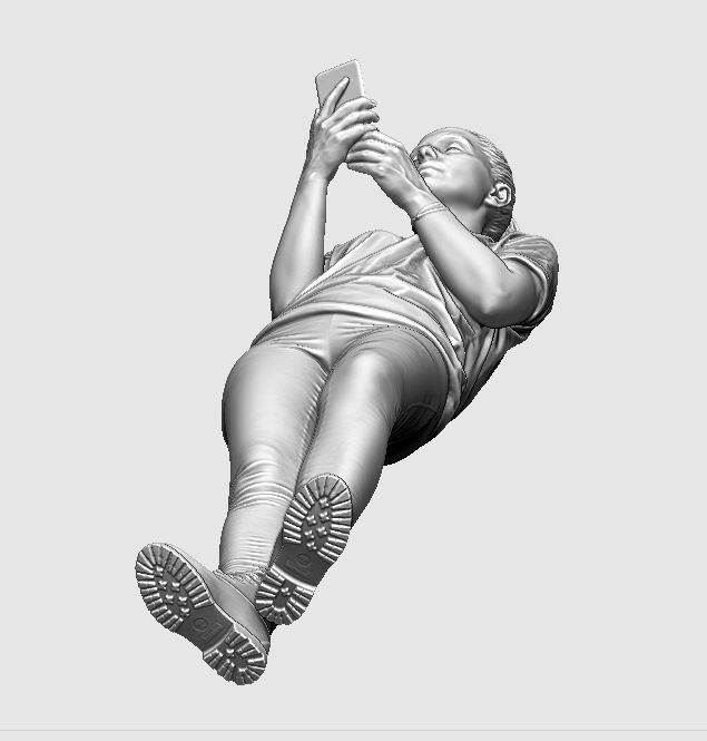 young girl looking on iphone in sportswear and timberland boots 3D print model_51