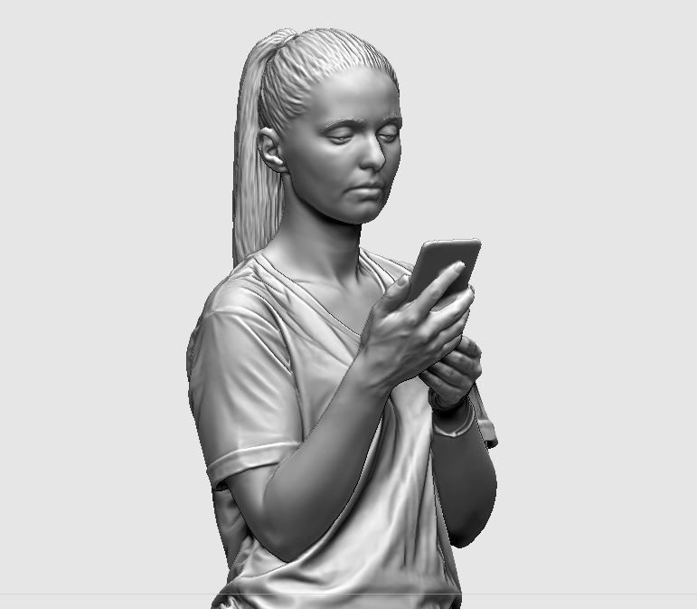 young girl looking on iphone in sportswear and timberland boots 3D print model_47