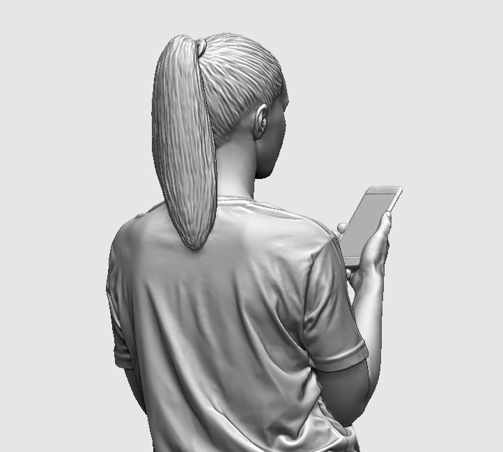 young girl looking on iphone in sportswear and timberland boots 3D print model_42