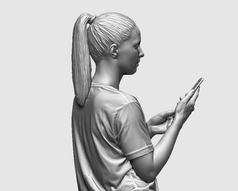 young girl looking on iphone in sportswear and timberland boots 3D print model_44