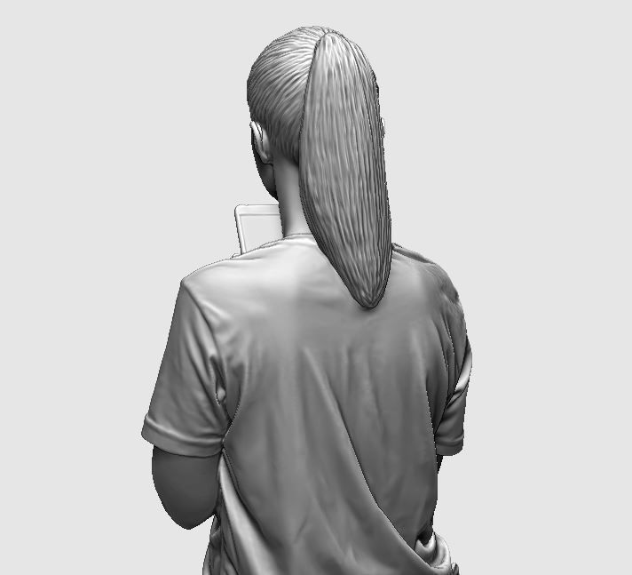 young girl looking on iphone in sportswear and timberland boots 3D print model_40