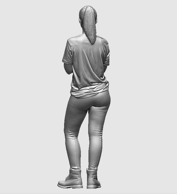 young girl looking on iphone in sportswear and timberland boots 3D print model_18