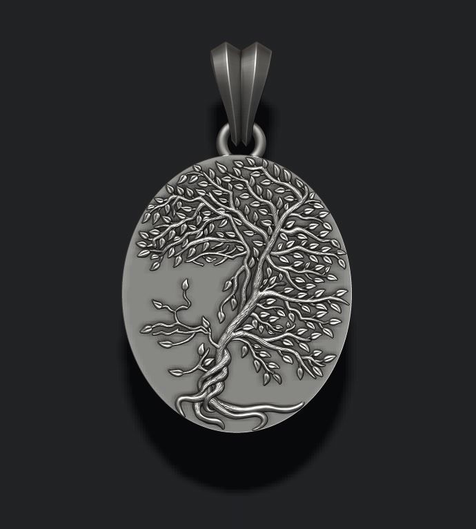 Tree face pendant 3D print model_1