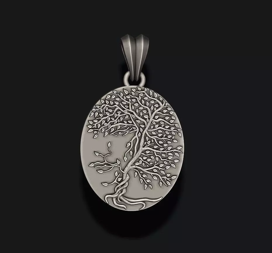 Tree face pendant 3D print model_0