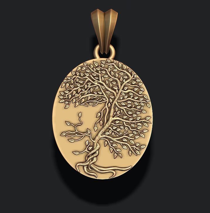Tree face pendant 3D print model_4