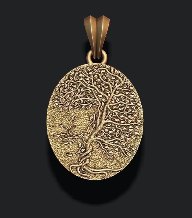 Tree face pendant 3D print model_8
