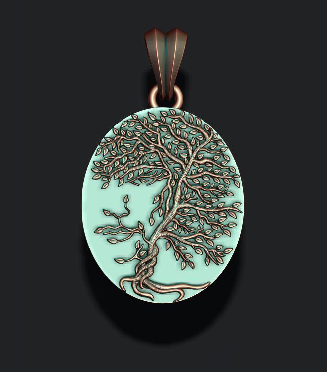 Tree face pendant 3D print model_2