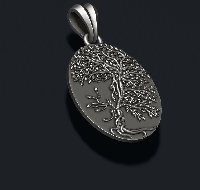 Tree face pendant 3D print model_9