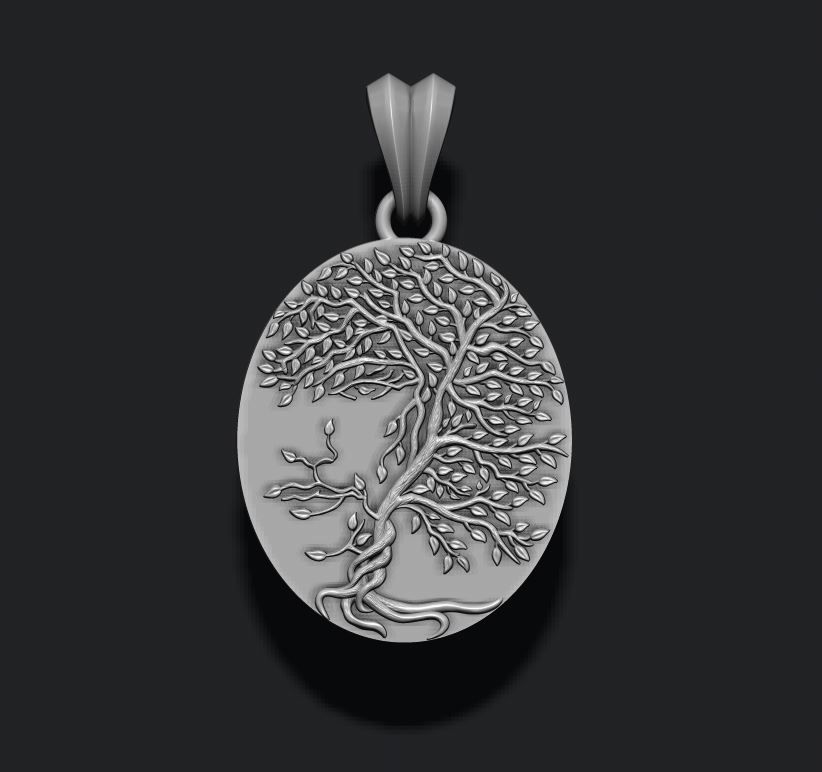 Tree face pendant 3D print model_5