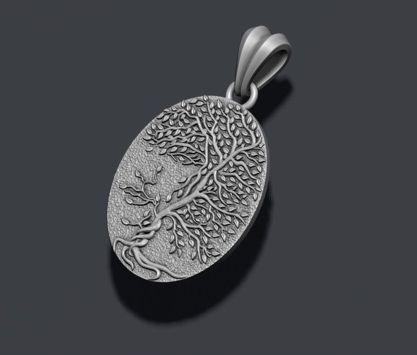 Tree face pendant 3D print model_6