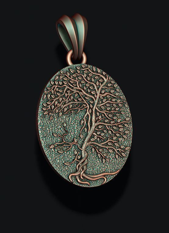 Tree face pendant 3D print model_7