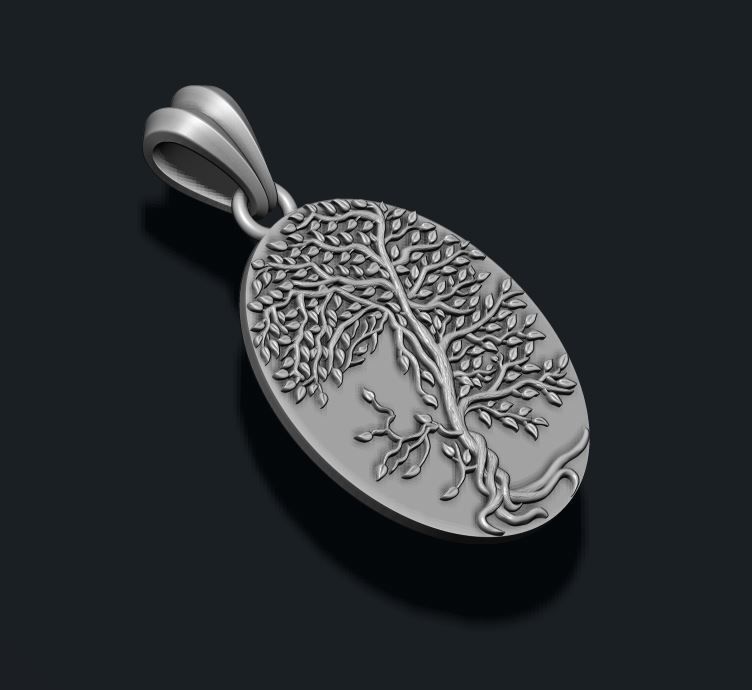 Tree face pendant 3D print model_10