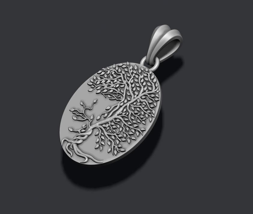 Tree face pendant 3D print model_3