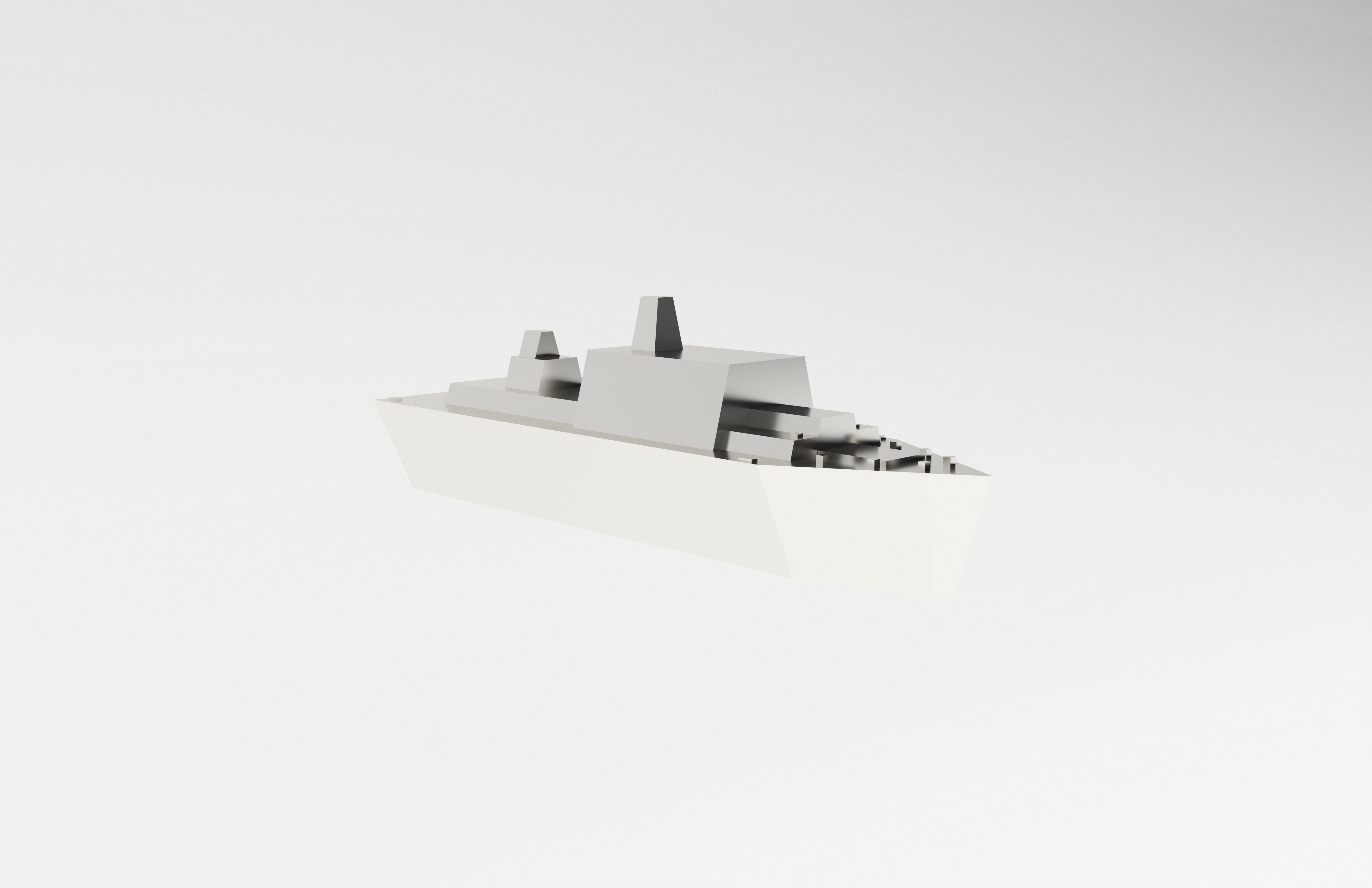 Cartoon Simple Warship v1 006 Low-poly 3D model_1