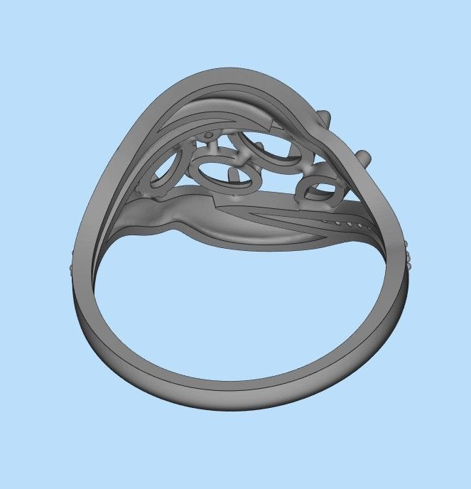 Women ring with gems 3dm stl 3D print model_25