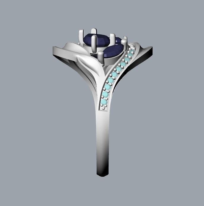 Women ring with gems 3dm stl 3D print model_34