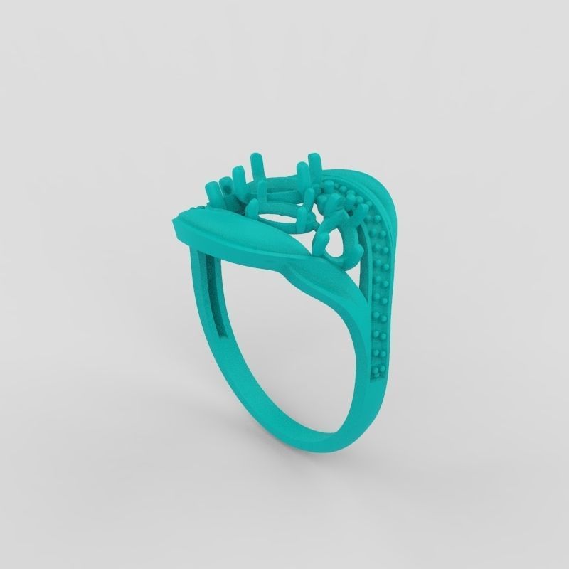 Women ring with gems 3dm stl 3D print model_21