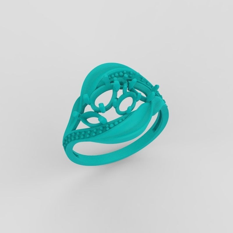 Women ring with gems 3dm stl 3D print model_17