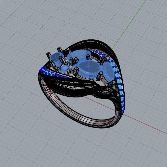 Women ring with gems 3dm stl 3D print model_35