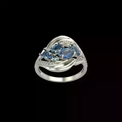 Women ring with gems 3dm stl
