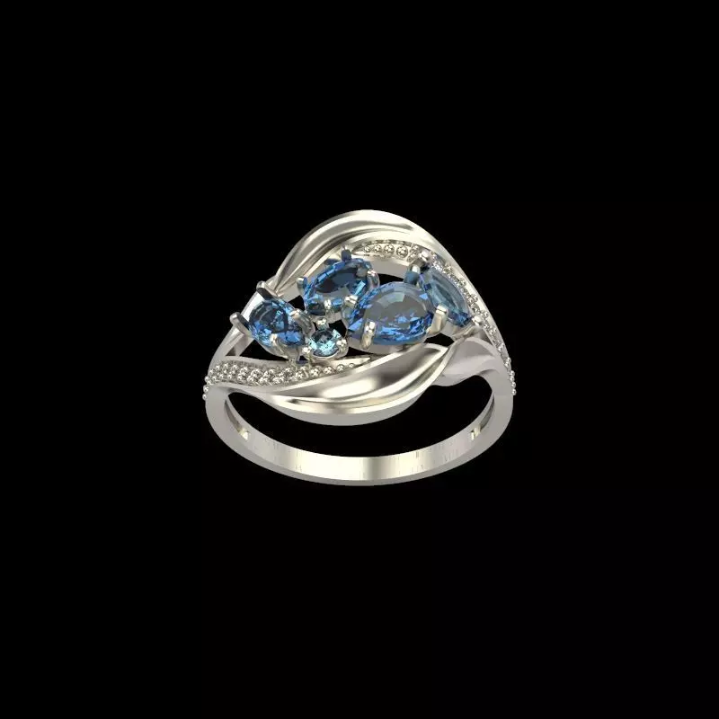 Women ring with gems 3dm stl 3D print model_0