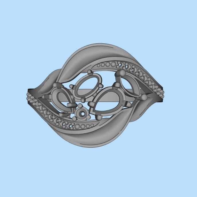 Women ring with gems 3dm stl 3D print model_31