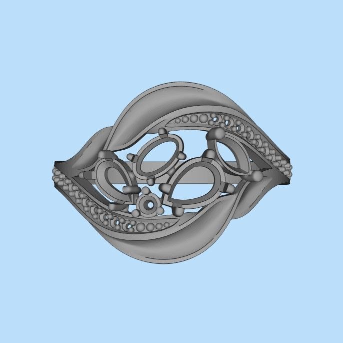 Women ring with gems 3dm stl 3D print model_39