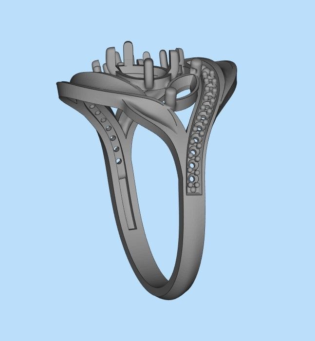 Women ring with gems 3dm stl 3D print model_27