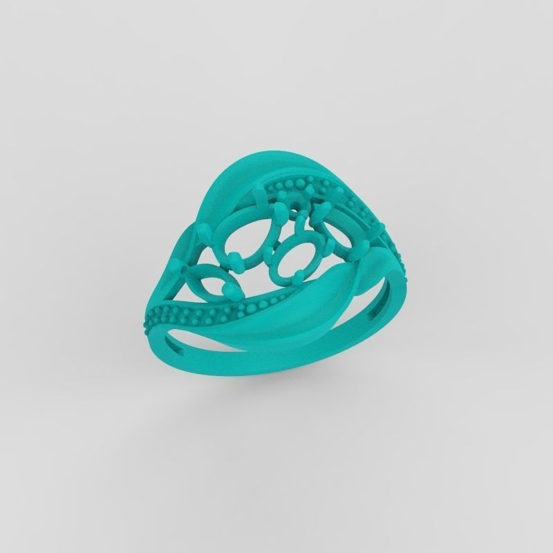 Women ring with gems 3dm stl 3D print model_23