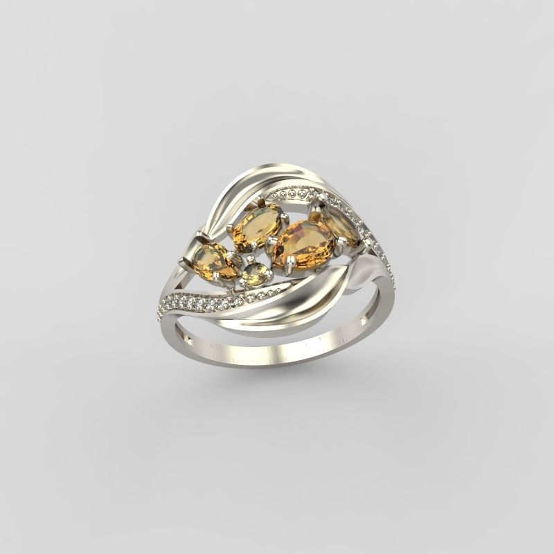 Women ring with gems 3dm stl 3D print model_15