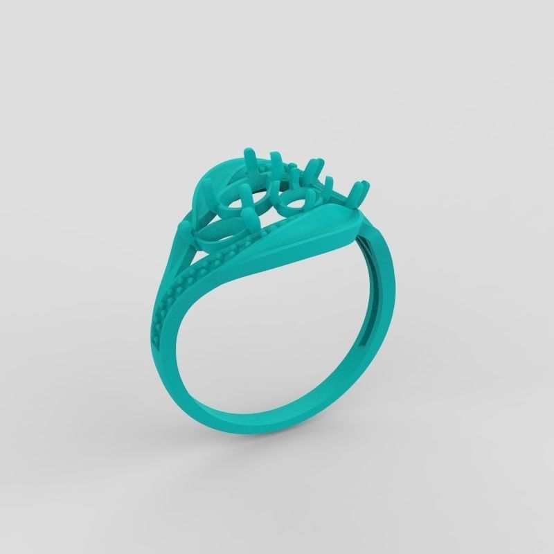 Women ring with gems 3dm stl 3D print model_19