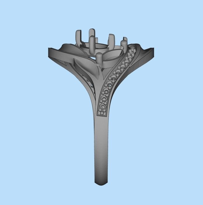 Women ring with gems 3dm stl 3D print model_28