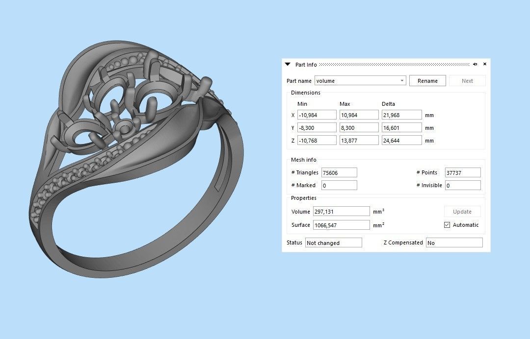 Women ring with gems 3dm stl 3D print model_37