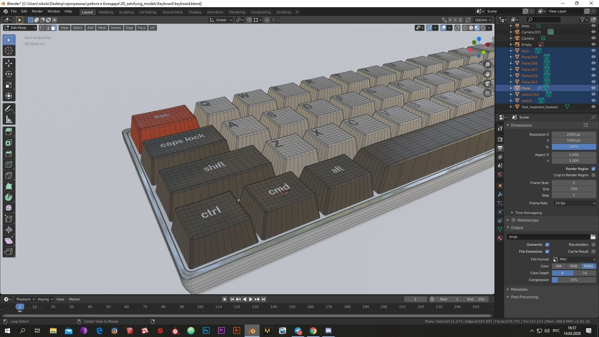 Modern Keyboard Low-poly 3D model_5