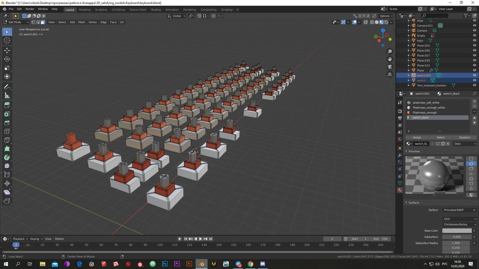 Modern Keyboard Low-poly 3D model_4