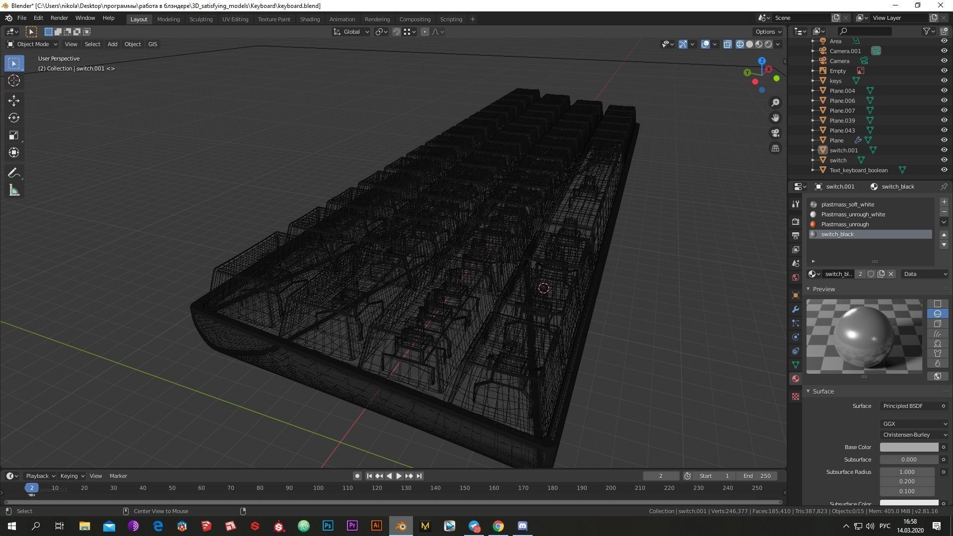 Modern Keyboard Low-poly 3D model_10