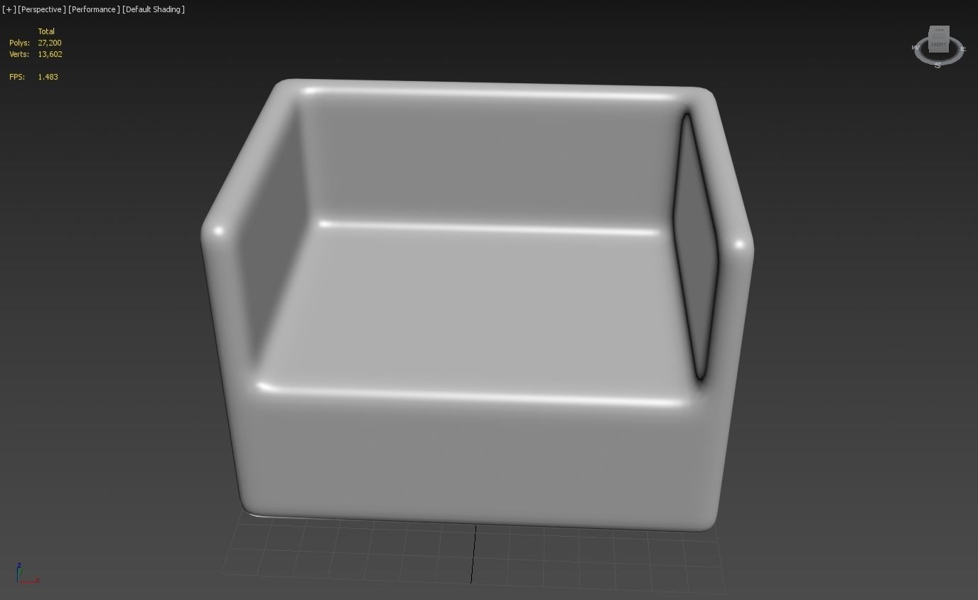 Single Knitted Sofa Low-poly 3D model_2