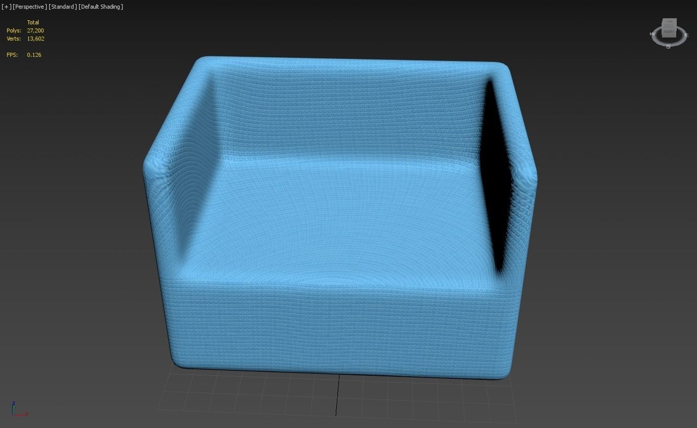Single Knitted Sofa Low-poly 3D model_1