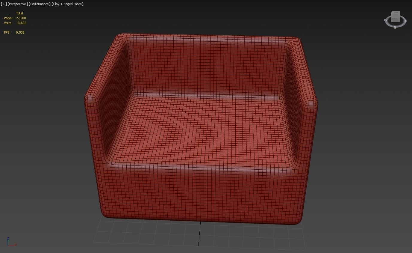 Single Knitted Sofa Low-poly 3D model_3