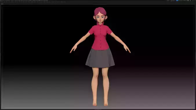 ZBrush Stylized Character Girl Base Mesh - Amy Girl Style 24 3D model