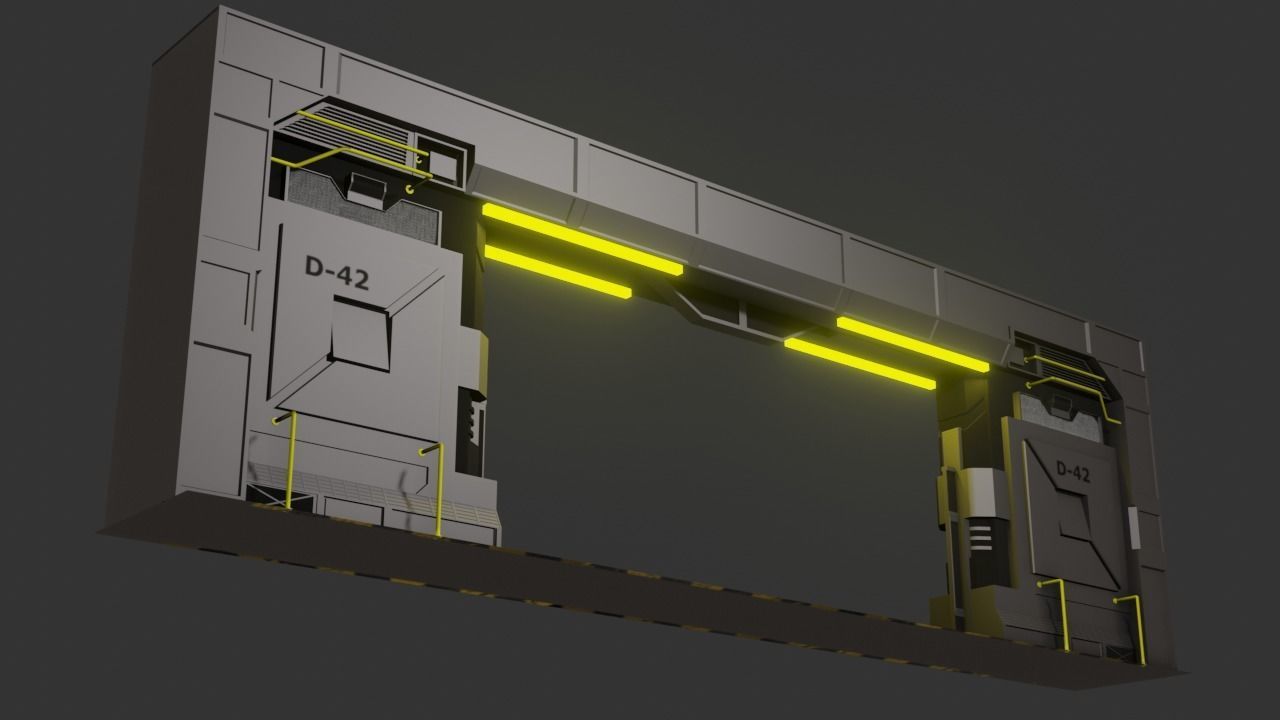 Sci-Fi Door Low-poly 3D model_32